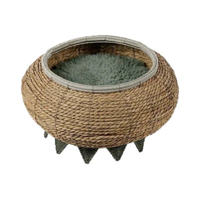 Кругла-ліжко для котів/домашніх тварин із натурального рогозу ручної роботи